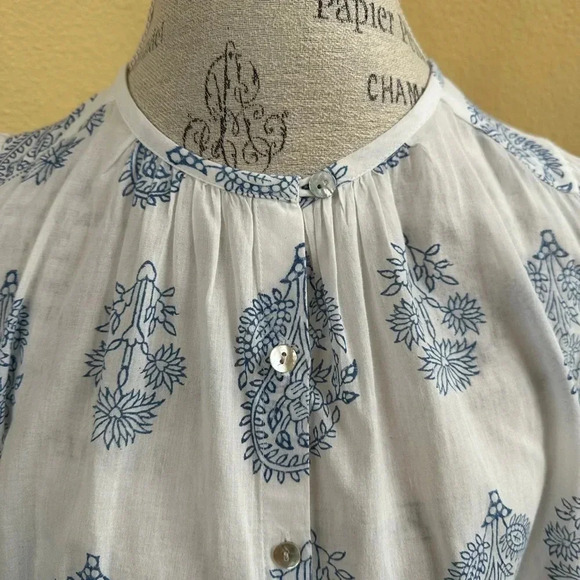 Alix Of Bohemia “Anna” Shirt In Lapis Bloom White/Blue Size Small EUC! - Picture 5 of 14